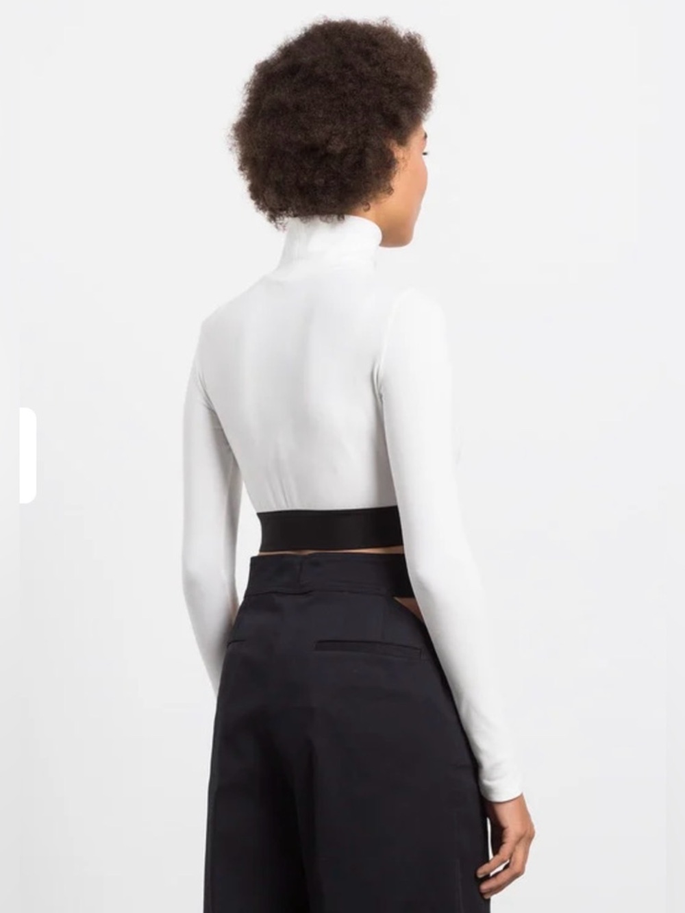 Dolce & Gabbana White Long-Sleeve Turtleneck Crop Top with Logo Band - Picture 2 of 7